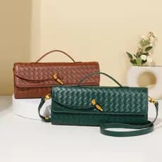 Primavera E Verão Nova Tecelagem De Couro Macio Saco De Noite Medieval Baguette Órgão Bolsa Horizontal Mochila