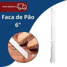 Faca Para Pão Profissional Em Inox Cabo Branco Serra N°6 Cortar Pães Caseiro Padaria Cozinha