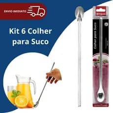 Kit 6 Colher para suco e bebidas ou drinks