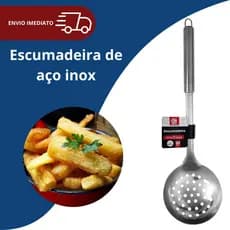 Escumadeira De Aço Inox Reforçado Com Cabo Grosso Gourmet Premium Multiuso Universal