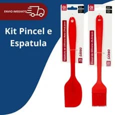 Kit Pincel e Espátula De Silicone Vermelho Linha Garbo