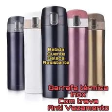 Garrafa Portátil Térmica 500ml Dourada Preta Cinza Rosa Rosé Vacuum Cup Caminhada Academia Alumínio Pronta Entrega