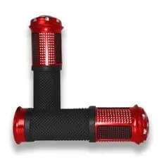 Punho Mamopla Par Moto Borracha Esportiva Diamante Vermelho Prata Preto Brilho Alumínio Modelo Diamante Universal Par