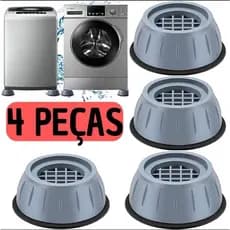 Suporte Pé Máquina de Lavar Kit 4 Peças Anti-Ruído Vibração Nivela Pronta Entrega
