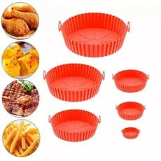 Kit 6 Formas Air Fryer Silicone Lavável Microondas Tamanhos Variados Pronta Entrega