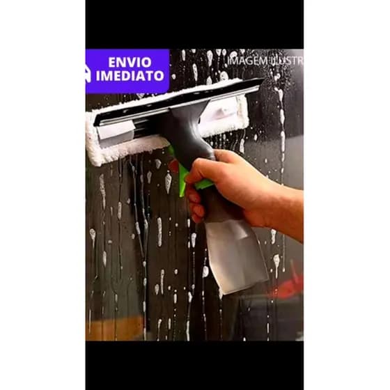 Rodo Limpa Vidro Spray Reservatório 2em1 Limpeza Espelho Box Janela