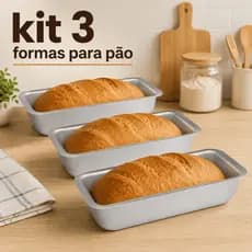 Kit 3 Forma de Pão Alumínio Antiaderente Assadeira Retangular Bolo Pão Conjunto