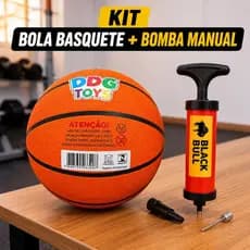 Kit Bola Basquete Infantil Com Bomba Manual Inflador Bola NBA Texturizada