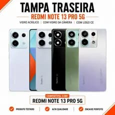 Tampa Redmi Note 13 Pro 5G Vidro Acrílico Traseira Com Vidro da Câmera Com Logo CE Carcaça C/Lente