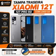 Tampa Mi 12T 5G/12T Pro 5G Traseira Vidro Acrílico C/ Logo CE 22081212UG Carcaça Premium 1°Linha
