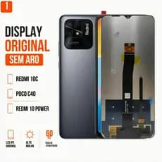 Display Tela Redmi 10C Poco C40/ 10 POWER Frontal LCD IPS Original Sem Aro Módulo Touch Sem Frame