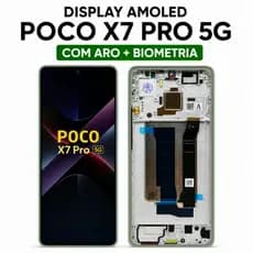 Tela Display Poco X7 Pro 5G AMOLED 100% Original Com Aro Verde Digital Funciona Biometria Frontal