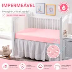 Capa Protetora de Colchão Berço 1,30M X 70CM X 12CM Impermeável Matelado Protetor Bebe Com Elástico Americano