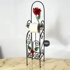porta papel higiênico pratico chão artesanal rústico ferro flor
