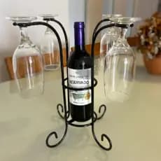 Suporte para taças e garrafa de vinho adega decoração sofisticada em ferro luxo para casal