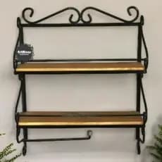 Prateleira porta condimentos com 2 andares porta temperos + suporte para papel toalha