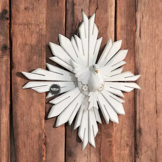 Divino espirito santo resplendor de madeira decorativo artesanal 60cm