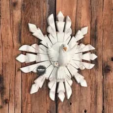 Divino resplendor artesanal rustico madeira religioso 40cm