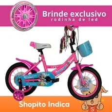 Bicicleta Infantil Menina Aro 16 Princesa 4-8 Anos com Rodinhas + Cestinha + LED – Completa e Segura