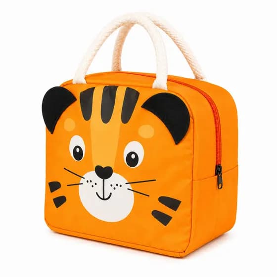 Lancheira Térmica Infantil Escolar Tigre Bolsa Térmica Impermeável Mantém Alimentos Frescos Ideal Para Escola