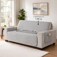 Capa De Sofá De 3 Lugares Protetor De Sofa Casa Sala Com Porta Objetos