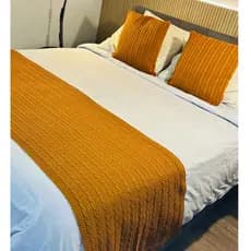 Kit Manta Peseira Tricot Trança Premium + 2 Capas Almofadas Para Cama Casal, Queen, King e Sofá