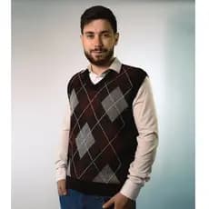 Colete Pulôver Masculino Elegante Chic Social Casual Estiloso Clássico Tricot Lã Gola V Sem Mangas