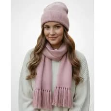 Kit Conjunto Gorro Touca + Cachecol de Lã Tricot Inverno Frio Canelado Inverno Feminino Masculino