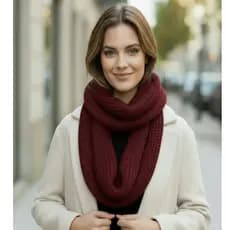 Cachecol Feminino Lã Gola de Tricot Duas Voltas Echarpe Tricô Unissex Tendência Inverno Moda Macio