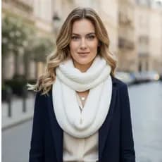 Cachecol Gola Lã Feminino De Tricot Gola Infinita Duas Voltas Echarpe Tricô Unissex Moda Inverno