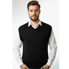 Colete Masculino Social Tricot Texturizado Sobreposição Terno Gola V Inverno Elegante