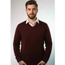 Blusa Suéter Masculino Tricot Básico Slim Gola V Blusa Frio Lã Alta Qualidade Tricô Liso