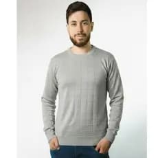 Blusa Suéter Masculino de Tricot Lã Grossa Manga Longa Inverno Malha Alta Qualidade Quadriculado