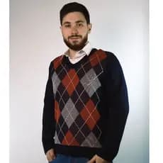 Sueter Masculino Tricot Inverno Blusa Malha Alta Qualidade Lã Manga Longa Losango