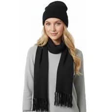 Kit Conjunto Touca Gorro + Cachecol de Tricot Lã Inverno Frio Canelado Feminino e Masculino Inverno