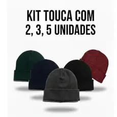 Kit Touca de Lã Gorro Forrada Grossa Feminino Masculino Frio Inverno Várias Cores Tricot 1 a 5 und