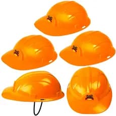 5 Capacetes Construtor Fantasia Operário Infantil Tamanho único p/ Festa Laranja