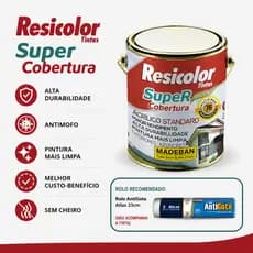 Tinta Acrílica Resicolor Super Cobertura Semibrilho Lavável Antimofo Parede Interna e Externa