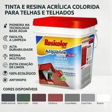 Resicolor Acqualine Premium: Tinta e Resina Acrílica Impermeab. p/ Telhados 18L p/ Fibrocimento