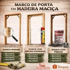 Marco de Porta Madeira Maciça Eucalipto | 70x210x2cm 12cm / 80x210x2cm 14cm | Escolha a Variação