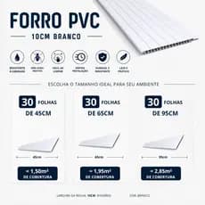 Forro PVC 30 Folhas Branco Frisado 10cm. Praticidade, Beleza e Durabilidade. Tamanhos variados.