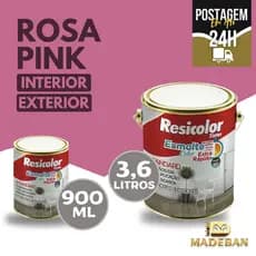 Tinta Esmalte Rosa Pink Resicolor Alto Brilho 3,6L Base Solvente Secagem 30Min