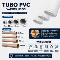 Tubo PVC Esgoto Branco ou Marrom Série Normal Cano Barra Alta Resistência ABNT