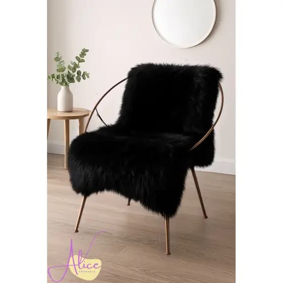 Manta Pelego Pelo Alto Luxo PRETO Sofás,Cadeiras, Fotos 100 X 40 CM PROMOÇÃO