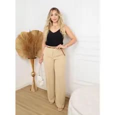 Calça Pantalona Feminina Cintura Alta com Elastico