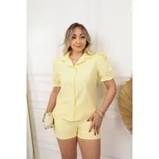 Conjunto Feminino Camisa Manga Curta e Short Sensorial