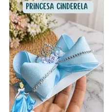Laço infantil Princesa Cinderela Realeza Azul Luxo 👑 Faixinha, Bico de Pato ou Tiara | Infantil Elegante com Strass