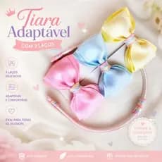 Kit Tiara Adaptável + 3 Laços com Bico de Pato | 2 em 1 | Use na Tiara ou Separado