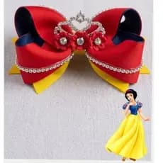 Laço infantil Branca de Neve Infantil com Coroa de Strass | Tiara, Bico de Pato ou Faixinha Bebê 🎀