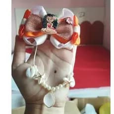 Laço Moana e Colar Temático laço infantil| Tiara, Bico de Pato ou Faixinha Bebê 🎀🌊